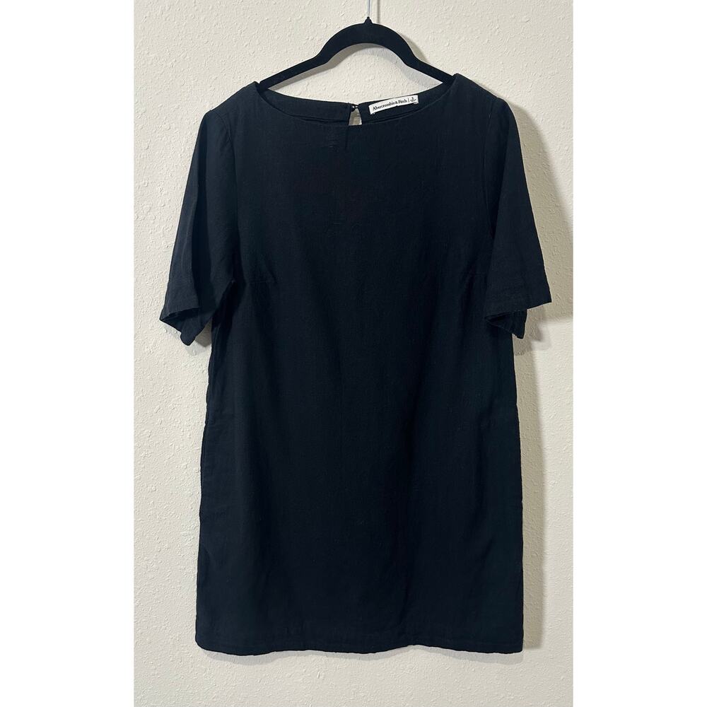 Abercrombie and Fitch Black Linen Blend Shift Dress size small